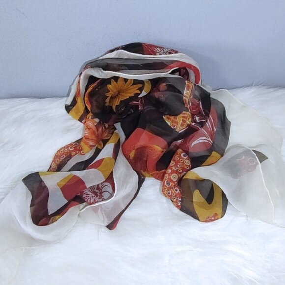 Salvatore Ferragamo sheer silk long scarf EUC - Picture 2 of 7